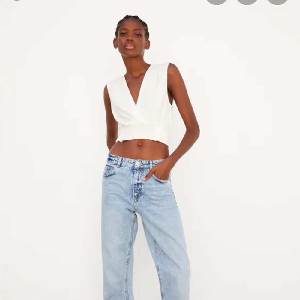 Zara textured wrap up sleeveless crop top